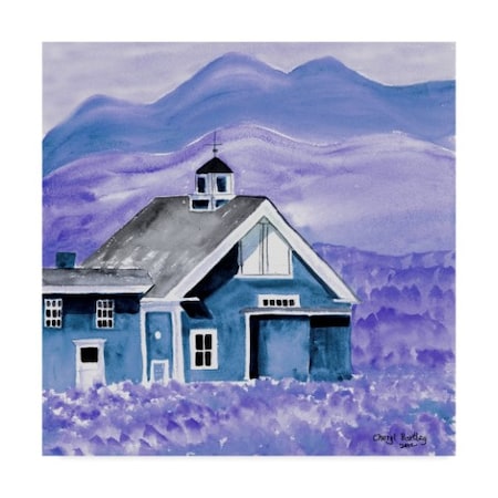 Cheryl Bartley 'Blue Folk Art Barn' Canvas Art,35x35